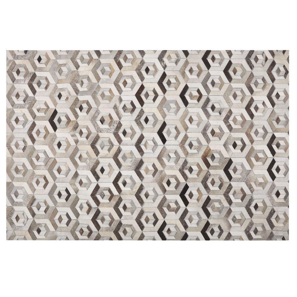 Beliani Rug Tavak Beige 140 X 200 Cm Leather