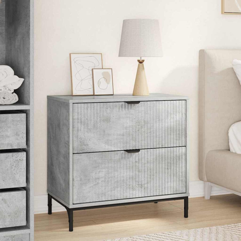 Vidaxl Bedside Table Concrete 63.5 X 36 X 61 Cm Engineered Wood Grey