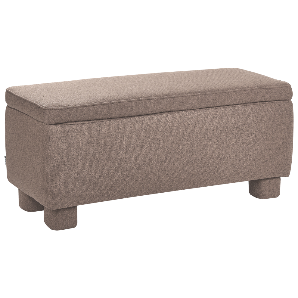 Beliani Upholstered Storage Bench Ithaca Fabric Taupe