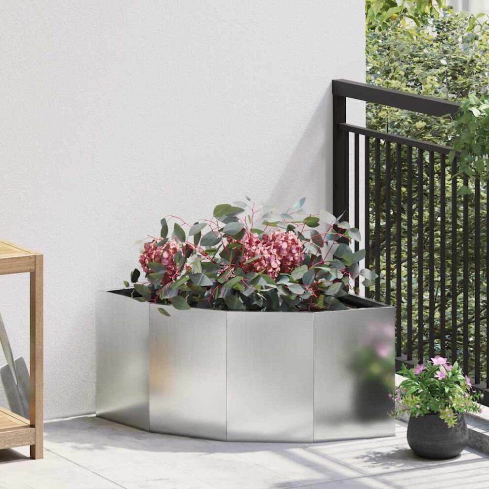 Vidaxl Corner Planter 60 X 60 X 35 Cm Galvanised Steel Silver