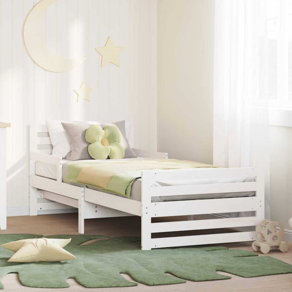 Vidaxl Bed Frame With Headboard White 80 X 200 Cm Engineered Wood, White - Image 2