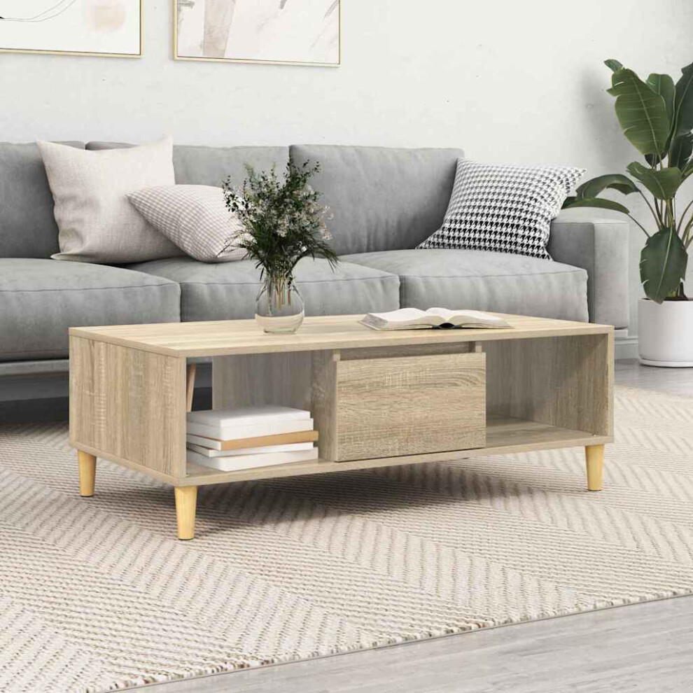 Vidaxl Coffee Table Sonoma Oak 102 X 55 X 35 Cm Engineered Wood Brown