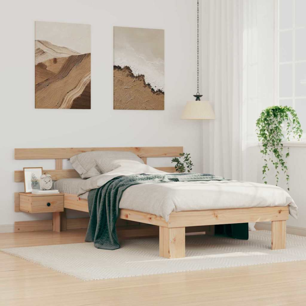 Vidaxl Bed Frame With Headboard Brown 80 X 200 Cm Solid Pine Wood