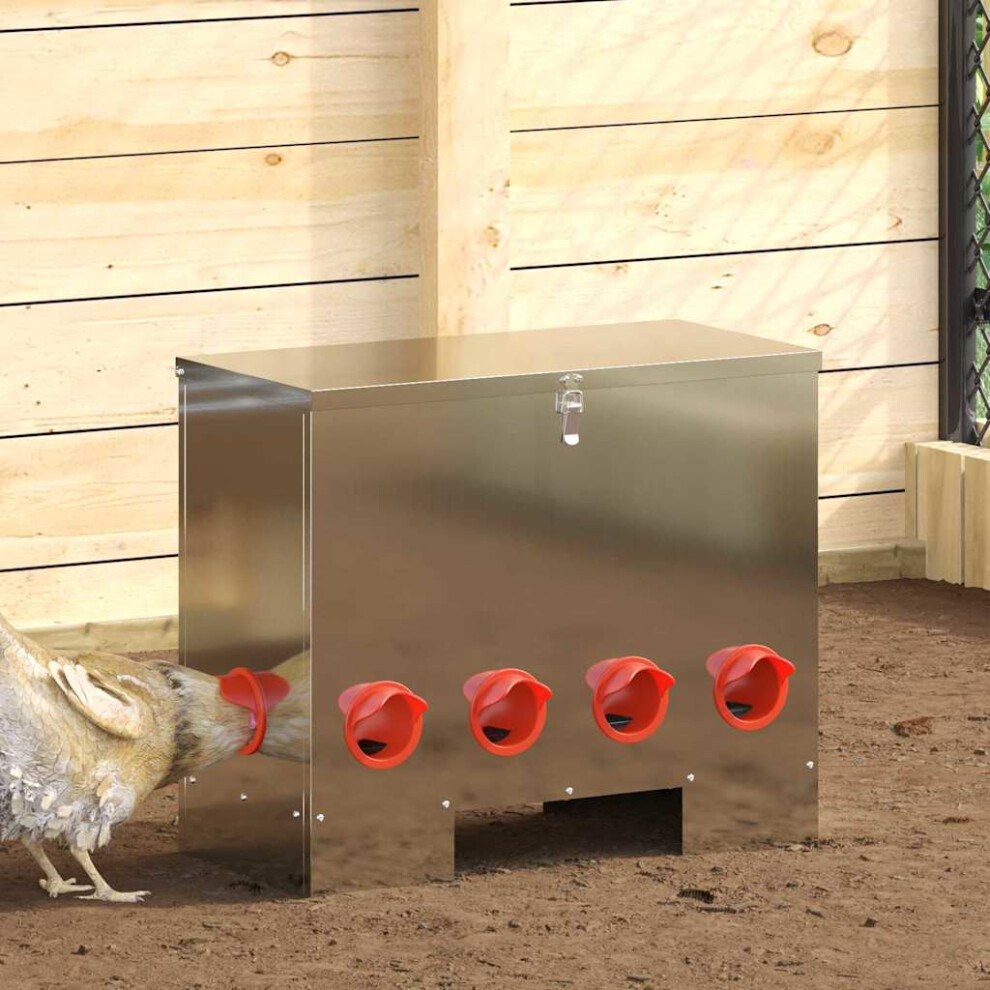 Vidaxl Chicken Feeder Silver 60.5 X 29 X 51 Cm Galvanised Steel