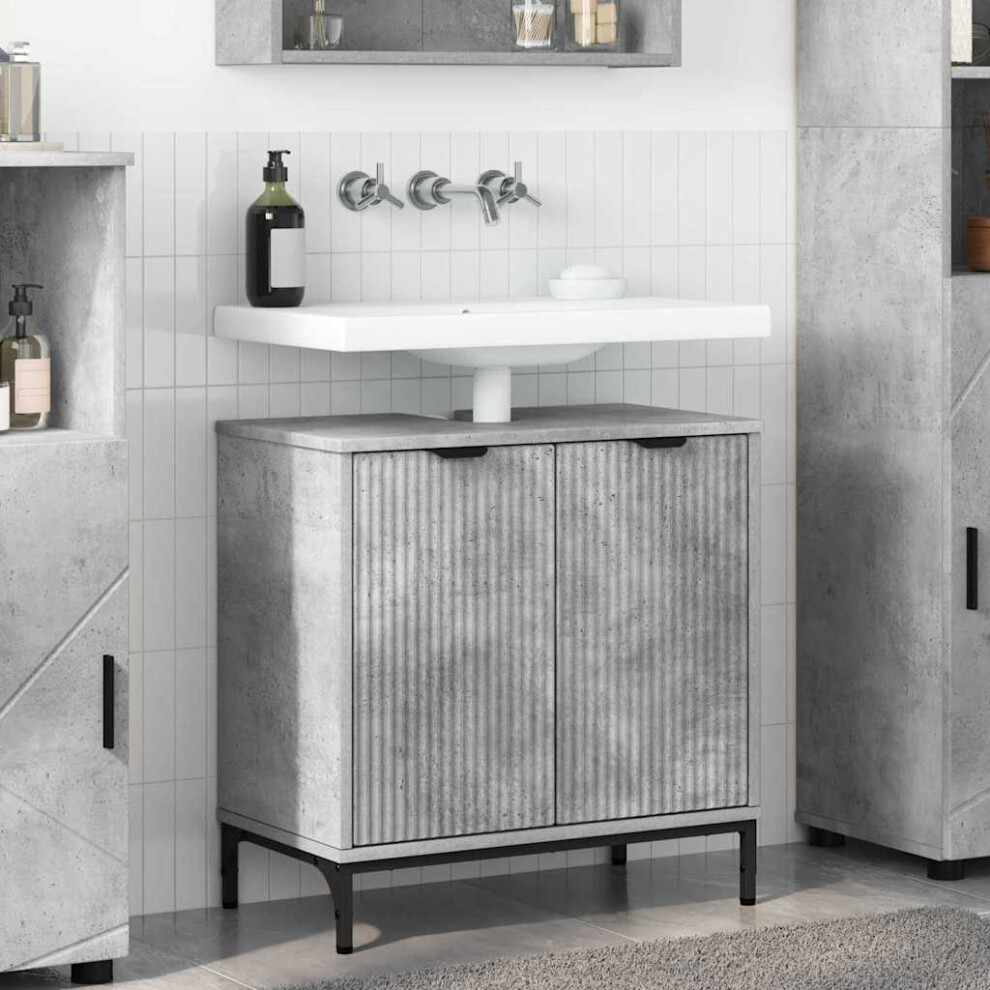 Vidaxl Bathroom Sink Cabinet Concrete 60.5 X 33.5 X 61 Cm Grey