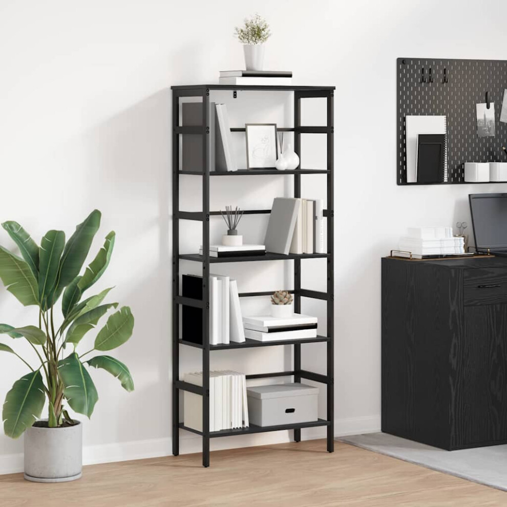 Vidaxl Bookshelf Oak 60 X 29.5 X 149 Cm Engineered Wood Black