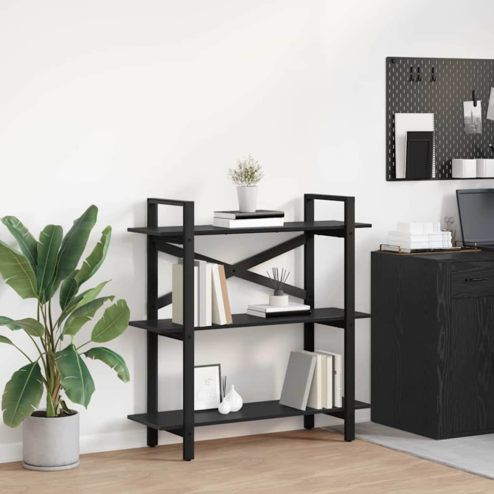 Vidaxl Bookshelf Black Oak 100 X 33.5 X 102 Cm Engineered Wood