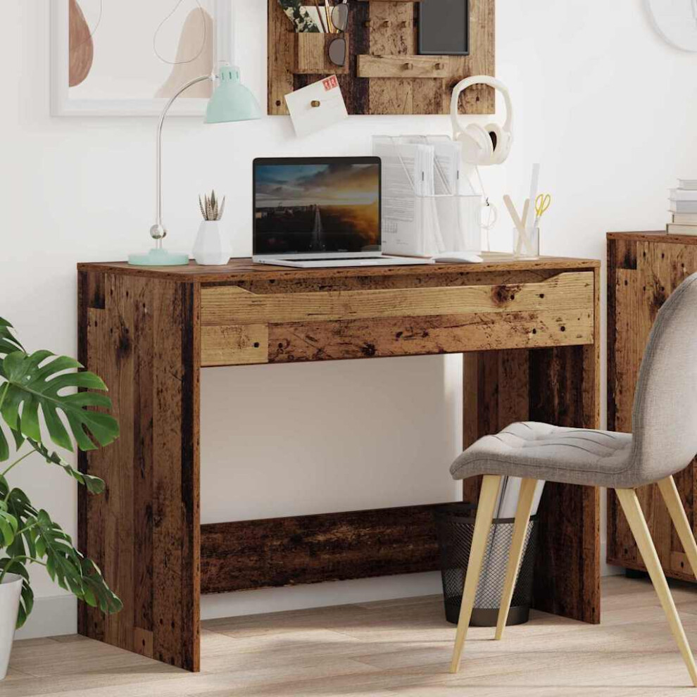Vidaxl Desk With Drawer Old Wood 100 X 50 X 78 Cm Engineered Wood