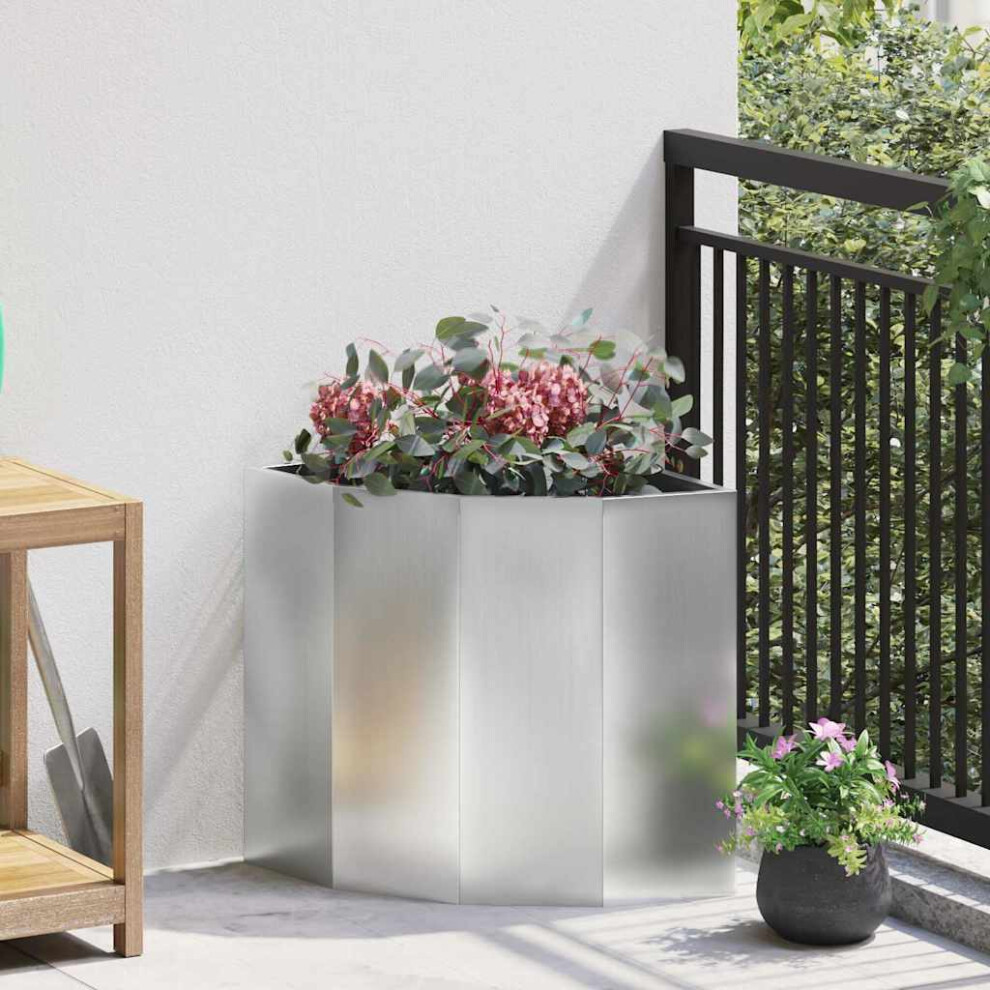 Vidaxl Corner Planter 45 X 45 X 50 Cm Galvanised Steel Silver