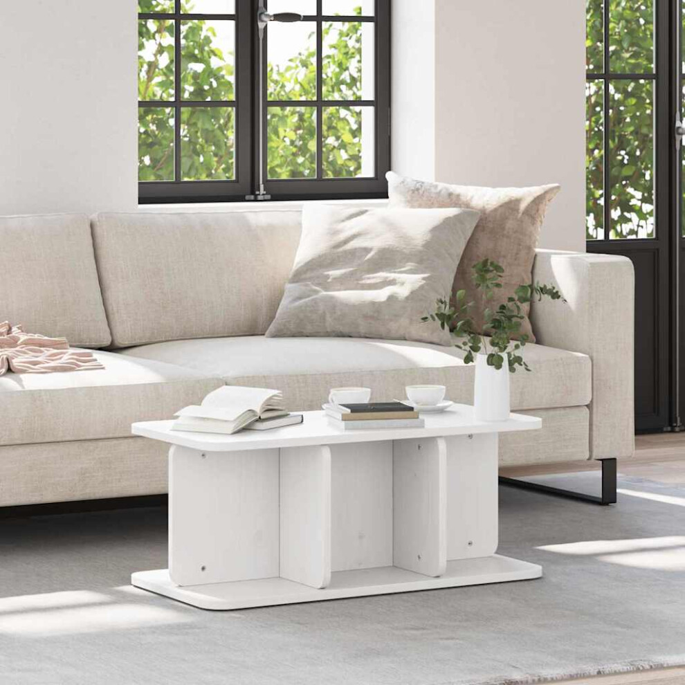 Vidaxl Coffee Table White 80 X 39.5 X 33.5 Cm Solid Pine Wood White,Brown