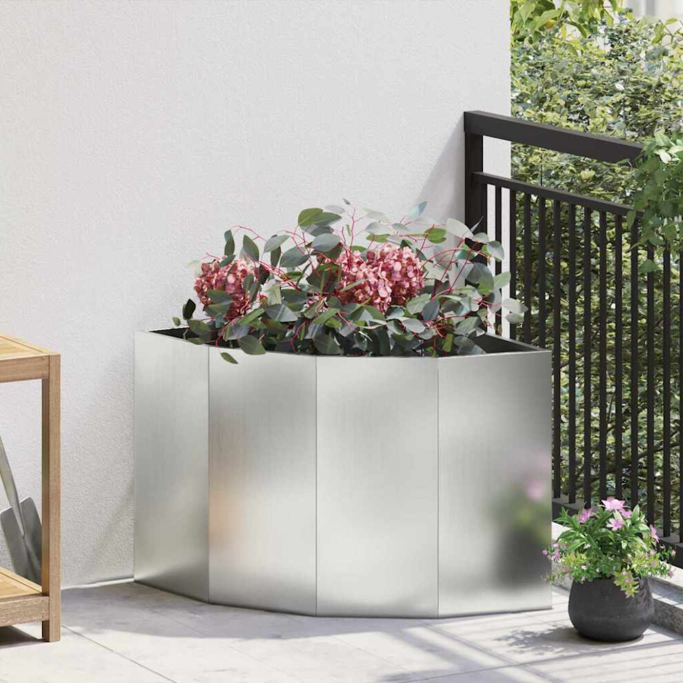 Vidaxl Corner Planter 60 X 60 X 50 Cm Galvanised Steel Silver