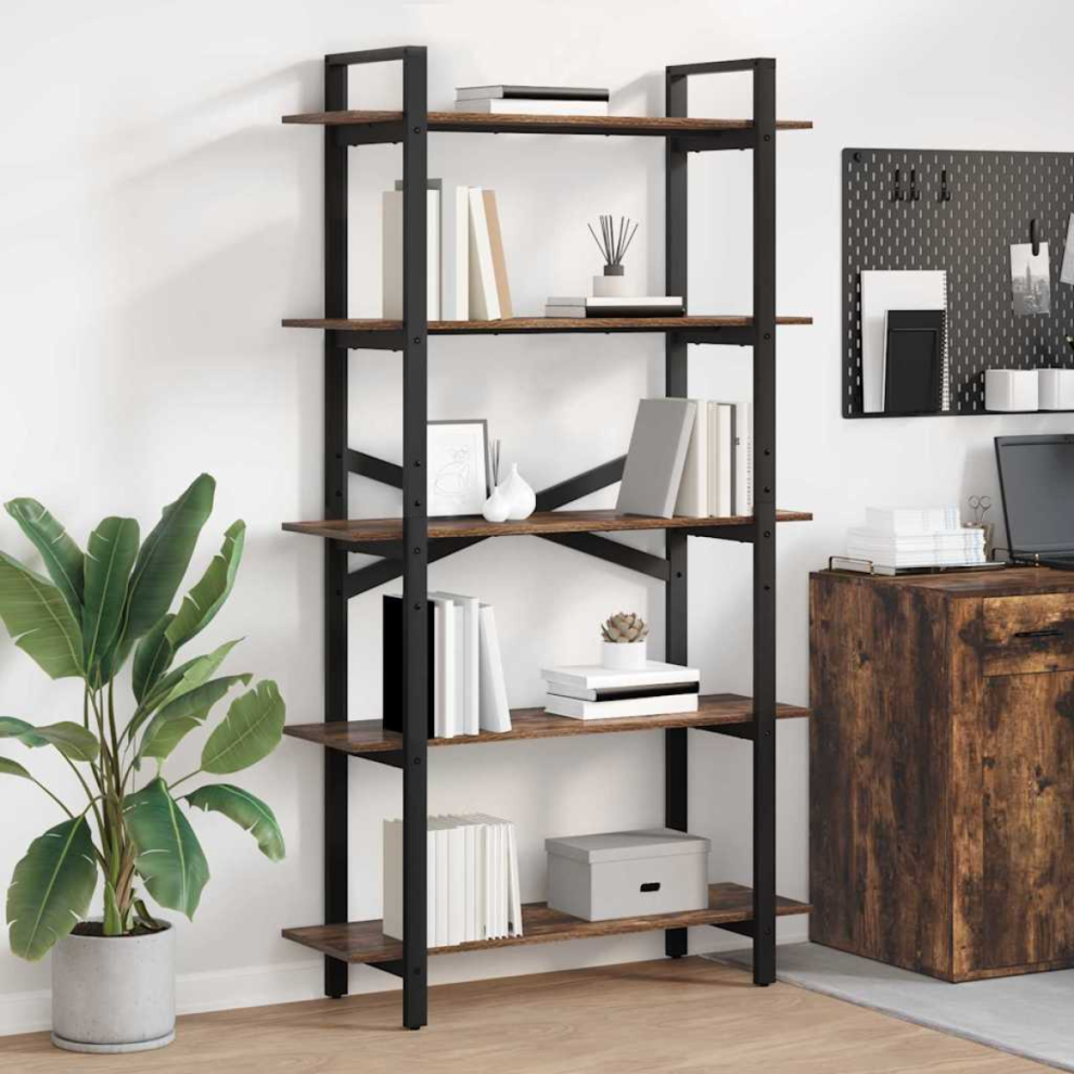 Vidaxl Bookshelf Smoked Oak 100 X 33.5 X 178 Cm Engineered Wood