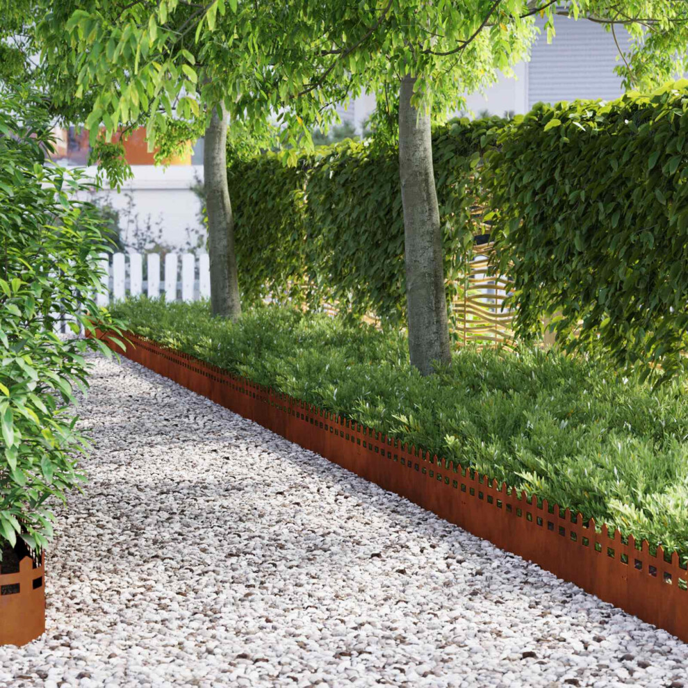 Vidaxl Lawn Edgings 10 Pcs Rusty 103 X 0.05 X 22 Cm Weathering Steel