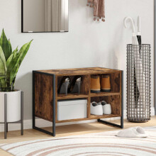 vidaXL Shoe Cabinet Smoke Oak 60 x 35 x 44 cm Engineered Wood