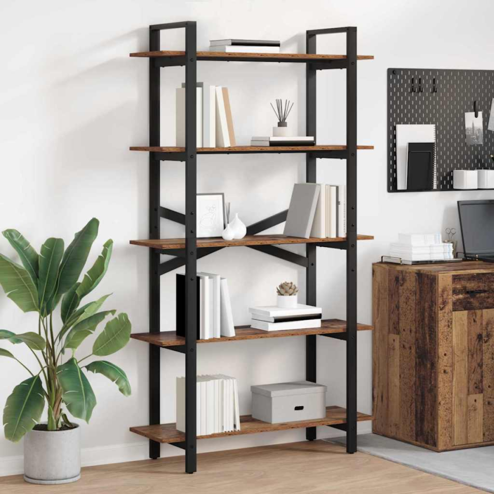 Vidaxl Bookshelf Old Wood 100 X 33.5 X 178 Cm Engineered Wood