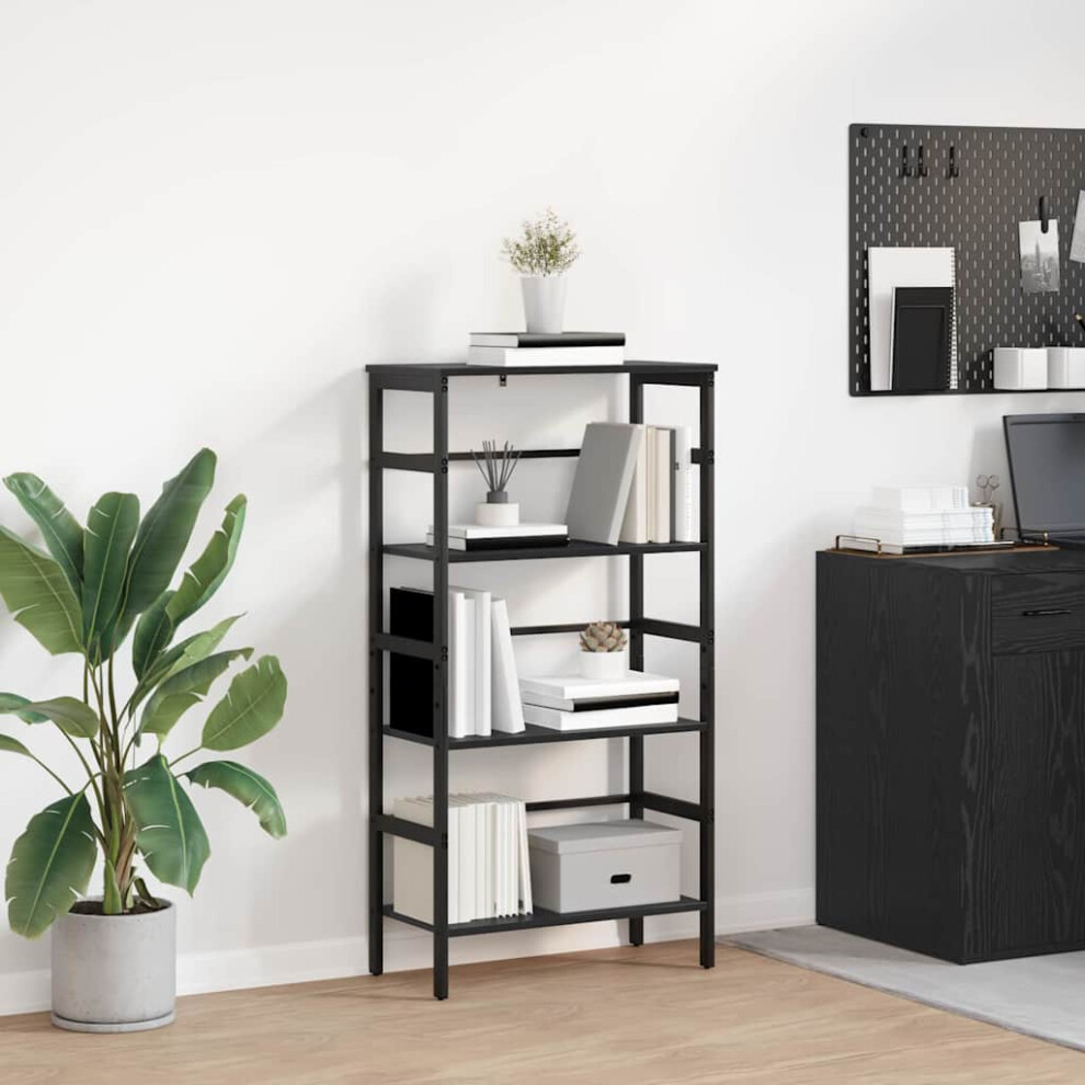 Vidaxl Bookshelf Oak 60 X 29.5 X 115 Cm Engineered Wood Black
