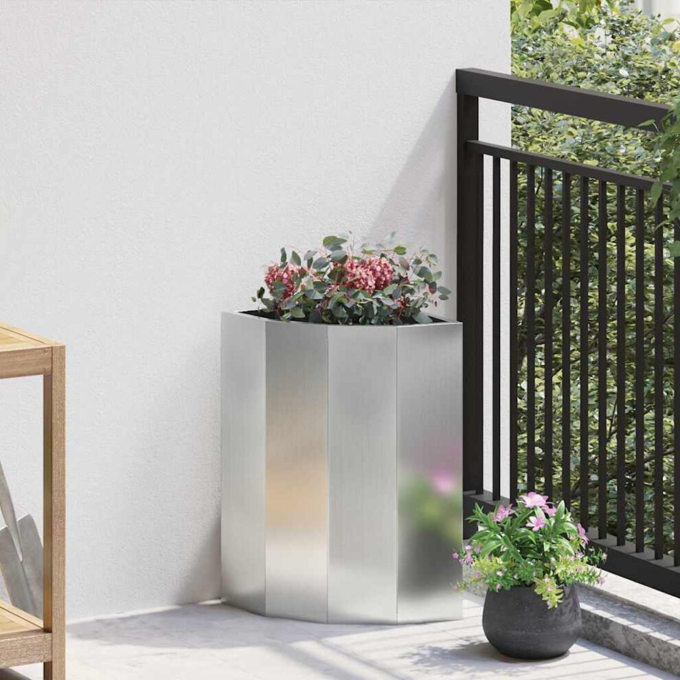 Vidaxl Corner Planter 30 X 30 X 50 Cm Galvanised Steel Silver