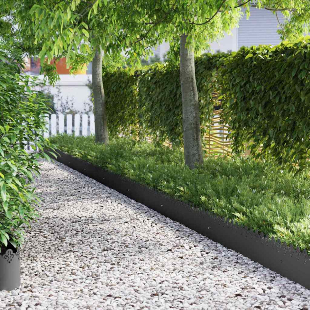 Vidaxl Lawn Edgings 20 Pcs Black 103 X 0.05 X 22 Cm Steel