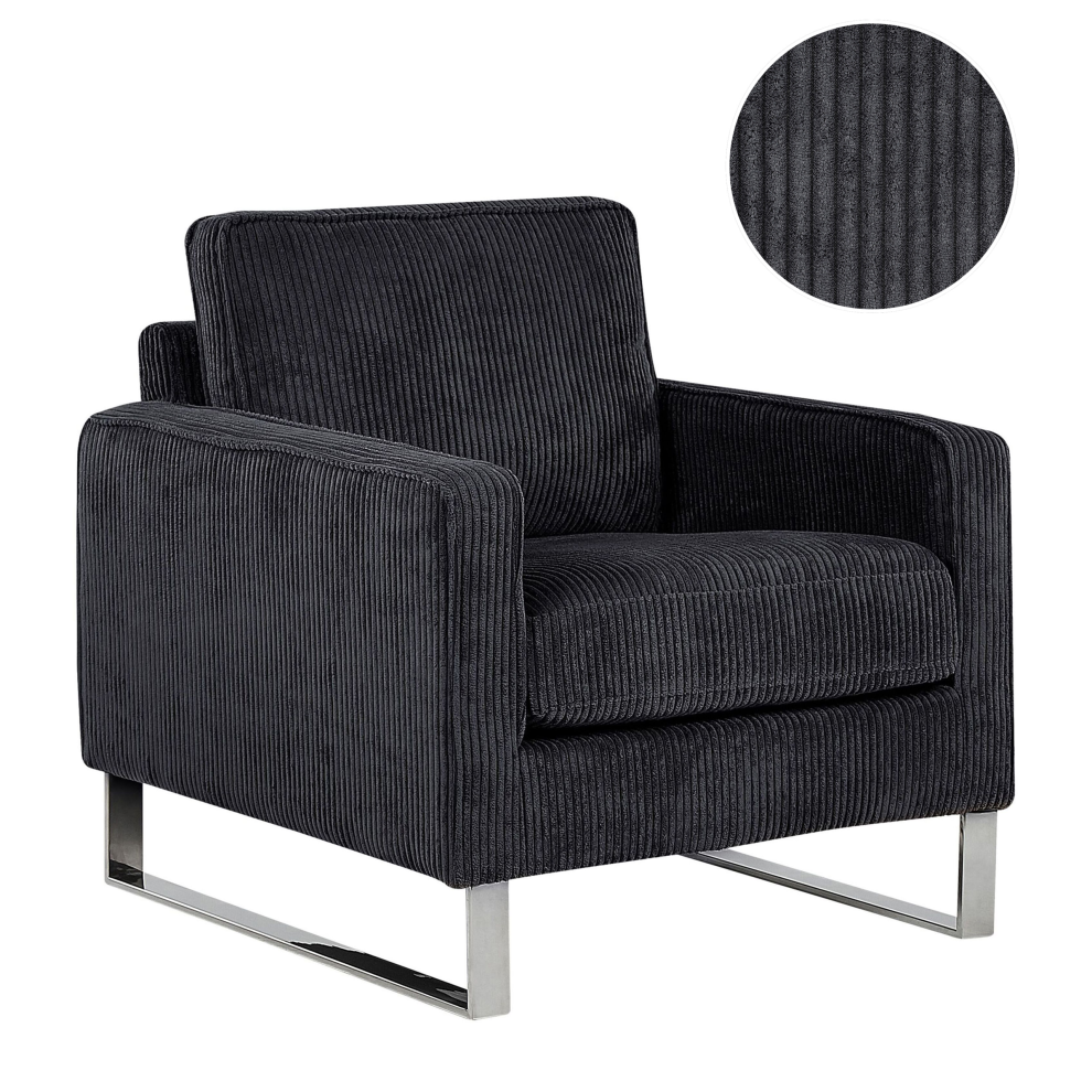 Beliani Armchair Vind Corduroy Black