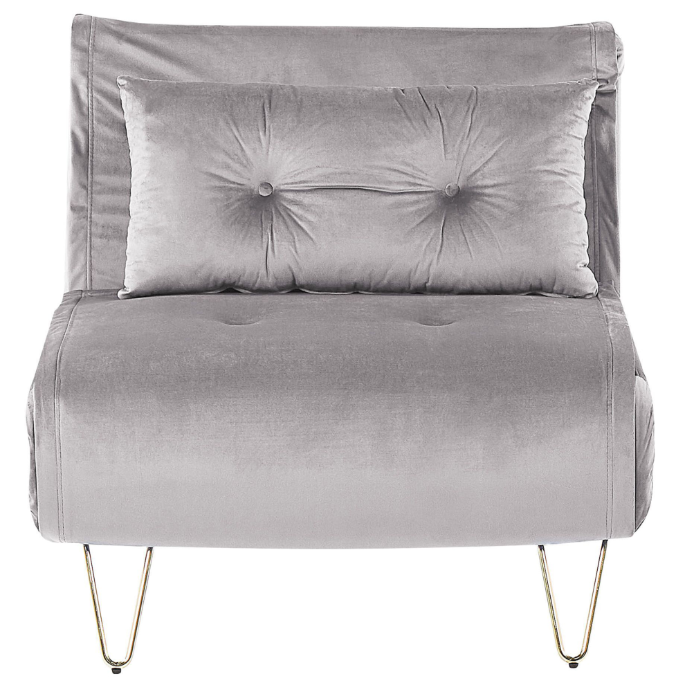 Beliani Single Sofa Bed Vestfold Velvet Grey