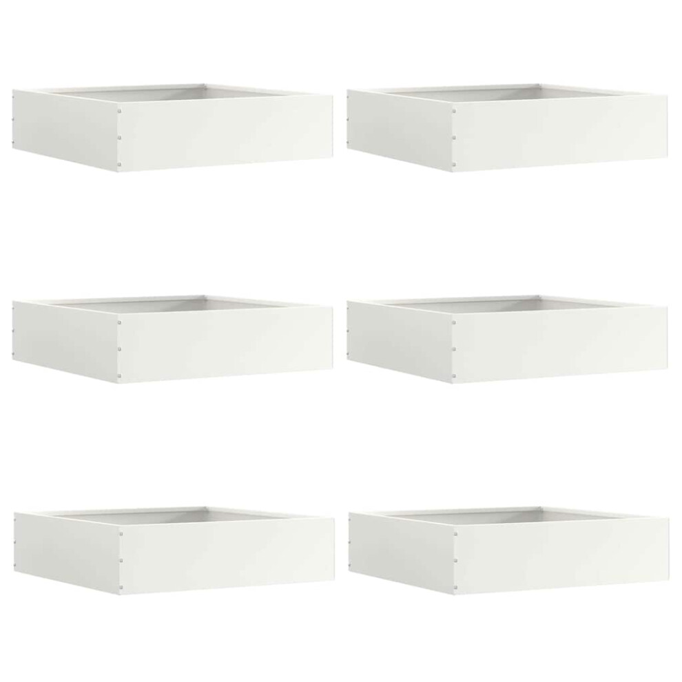 Vidaxl Lawn Edging 6 Pcs White 50 X 50 X 13 Cm Steel
