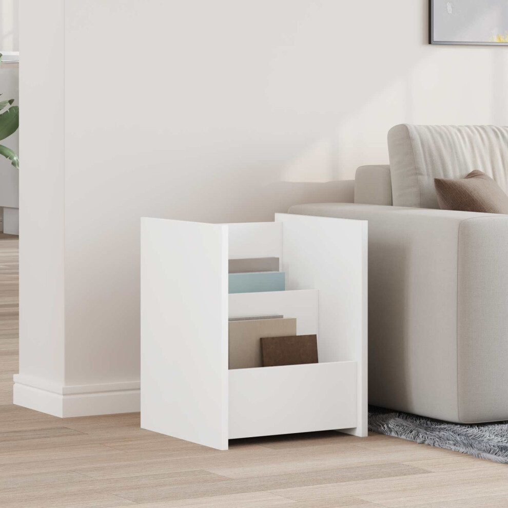 Vidaxl Magazine Rack With Shelf White 35 X 35 X 45 Cm Engineered Wood