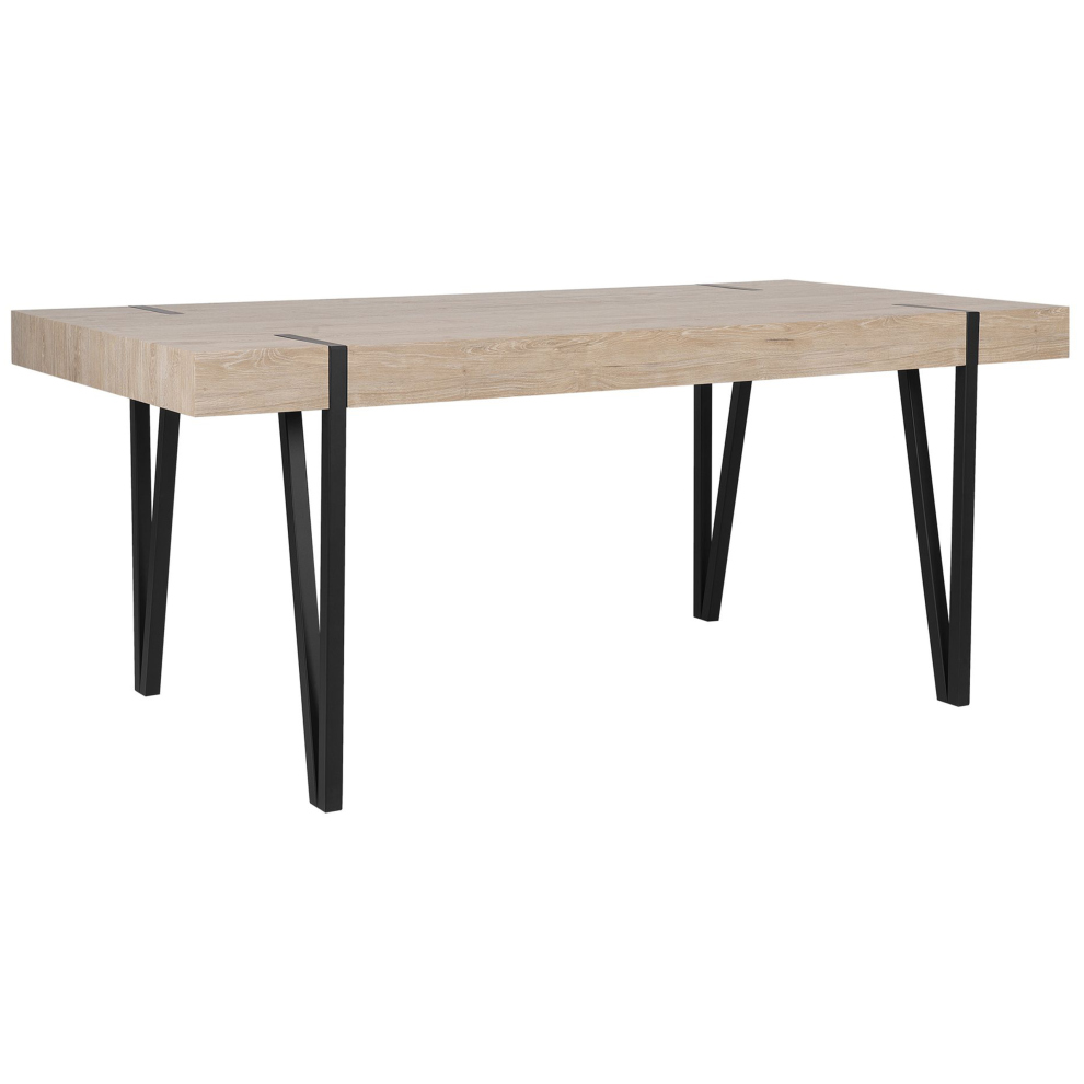 Beliani Dining Table Adena Light Brown 180 Cm 90 Cm Black,Brown