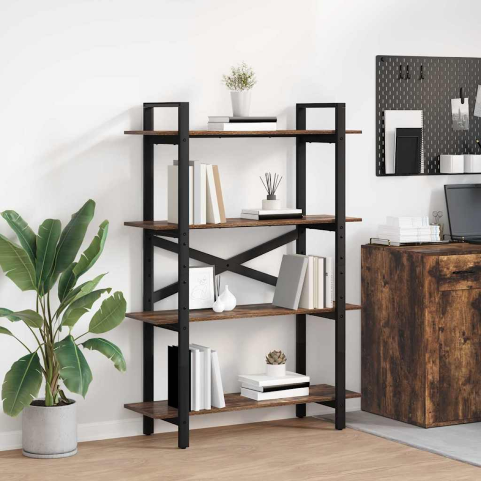 Vidaxl Bookshelf Smoked Oak 100 X 33.5 X 140 Cm Engineered Wood