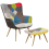 Beliani Wingback Chair VEJLE with Footstool Fabric Multicolour 1