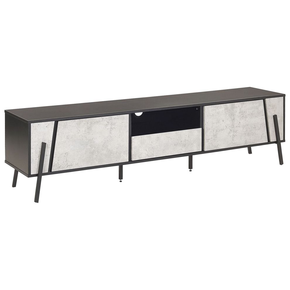 Beliani Tv Stand Blackpool Grey Concrete Effect