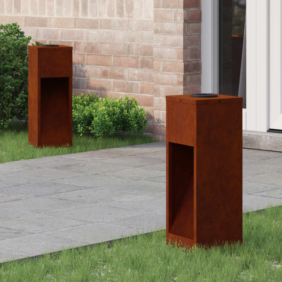 Vidaxl Solar Led Pathway Light 2 Pcs Bronze Weathering Steel