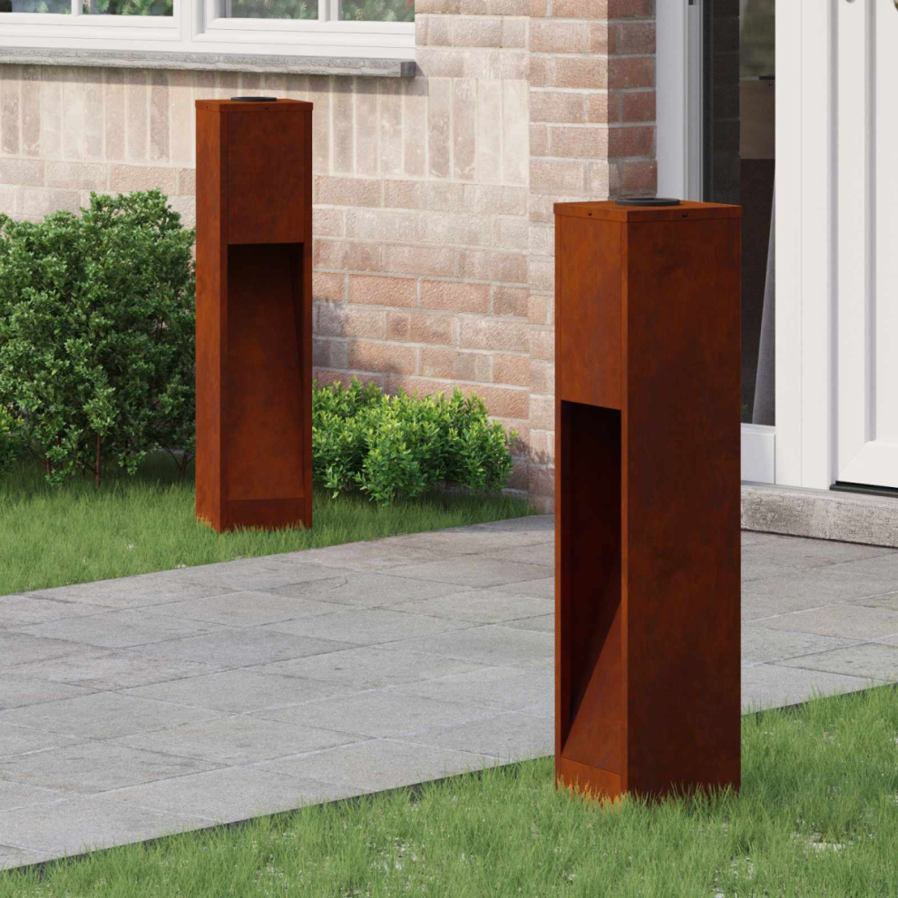 Vidaxl Solar Led Pathway 2 Pcs Weathering Steel Light/Bronze