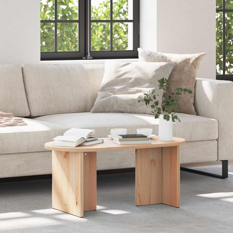Vidaxl Coffee Table Natural 80 X 39.5 X 35 Cm Solid Pine Wood Brown