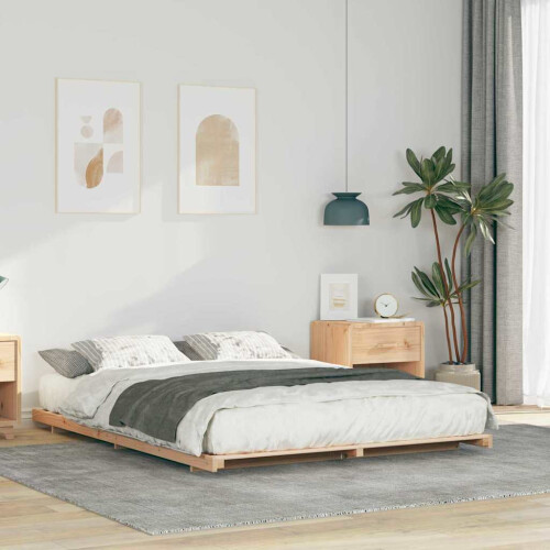 VidaXL vidaXL Floor Bed Frame Brown 140 x 220 cm Solid pine wood