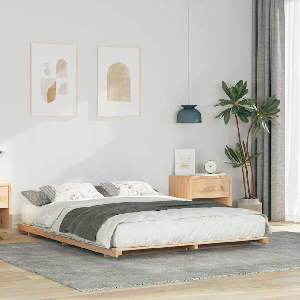 Vidaxl Floor Bed Frame Brown 140 X 220 Cm Solid Pine Wood