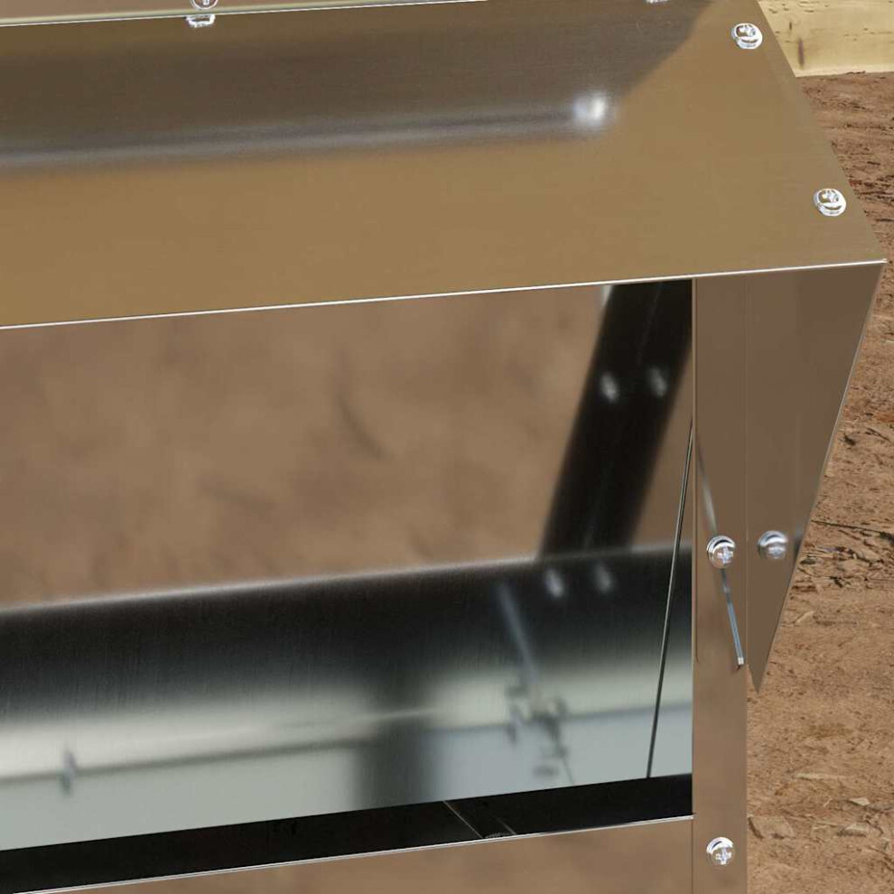 Vidaxl Chicken Feeder Silver 40.5 X 45 X 41 Cm Galvanised Steel