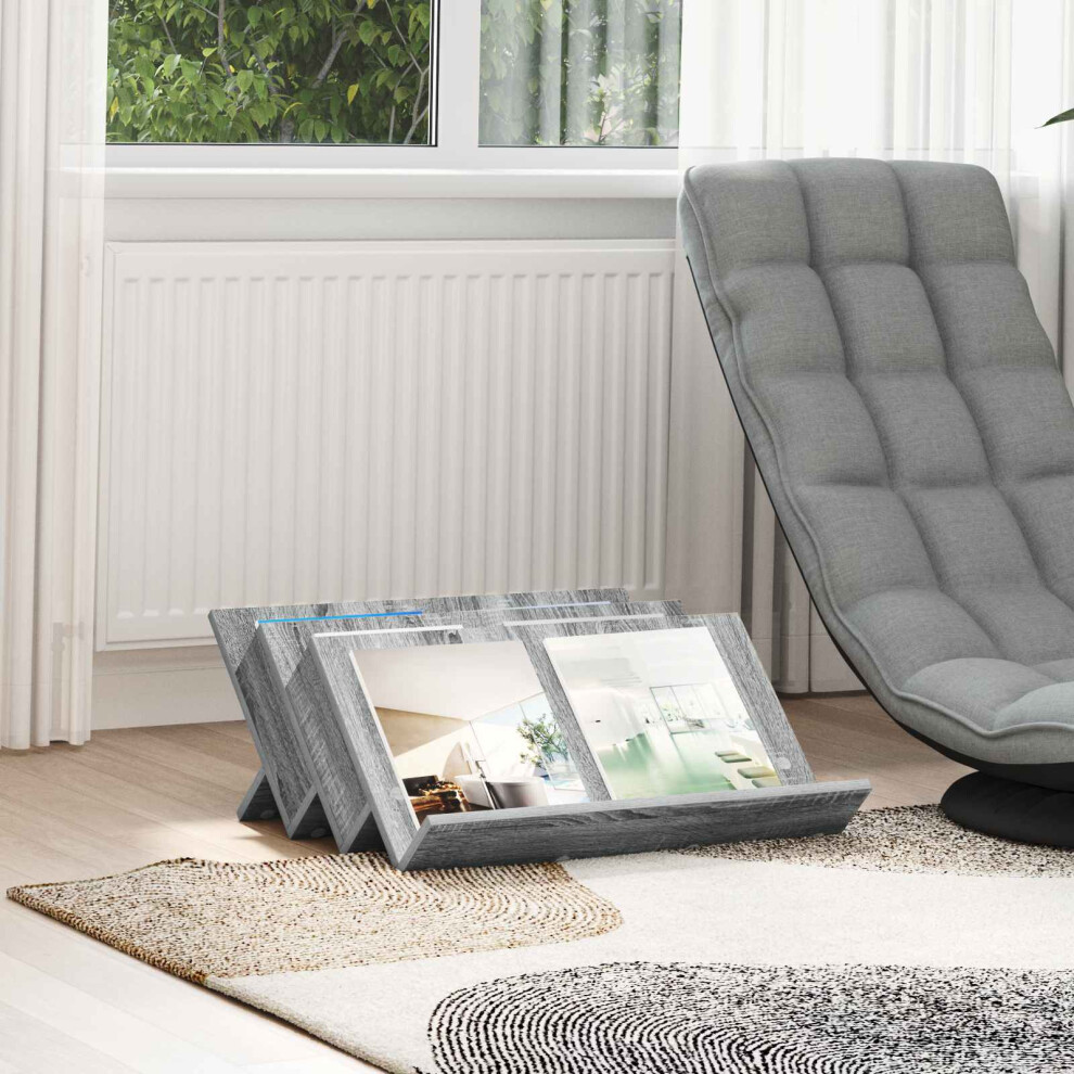 Vidaxl Magazine Rack Grey Sonoma 65 X 53 X 28.5 Cm Engineered Wood