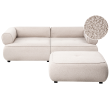 Sofa 3 Seater SALLA Boucle Beige with Ottoman