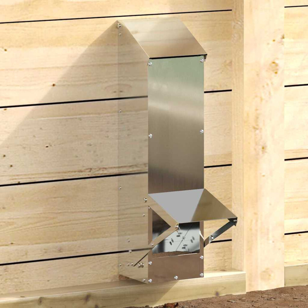 Vidaxl Chicken Feeder Silver 13 X 12 X 51 Cm Galvanised Steel