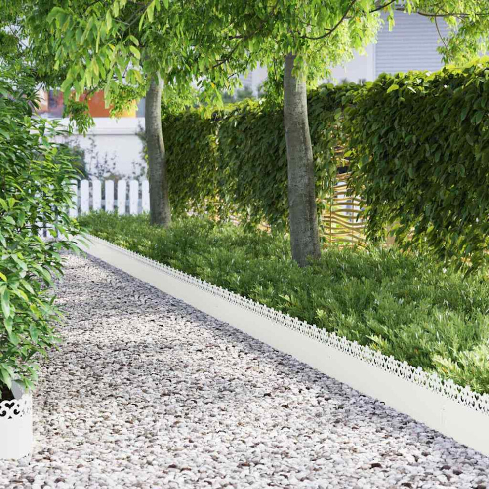 Vidaxl Lawn Edgings 10 Pcs White 103 X 0.05 X 22 Cm Steel