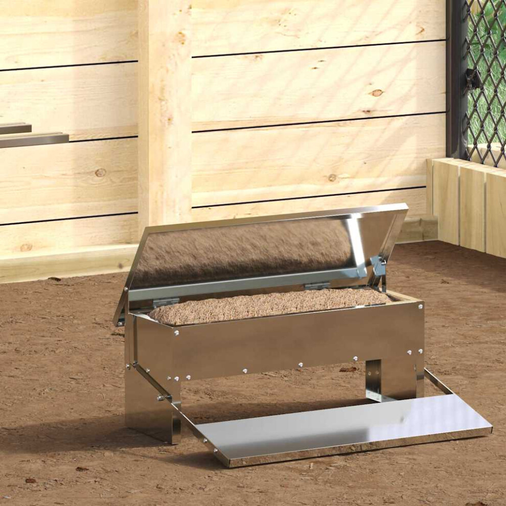 Vidaxl Chicken Treadle Feeder Silver 48.5 X 39.5 X 19 Cm