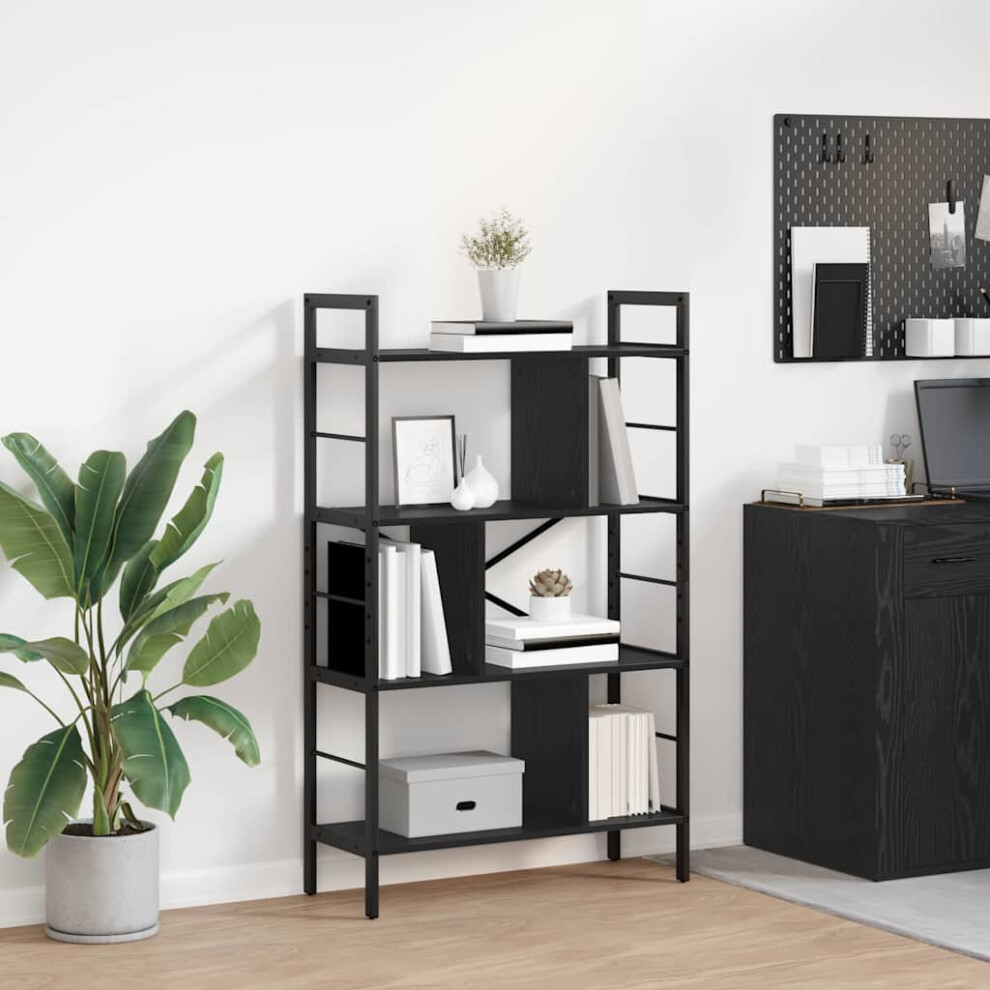 Vidaxl Bookshelf Oak 75 X 30 X 123.5 Cm Engineered Wood Black