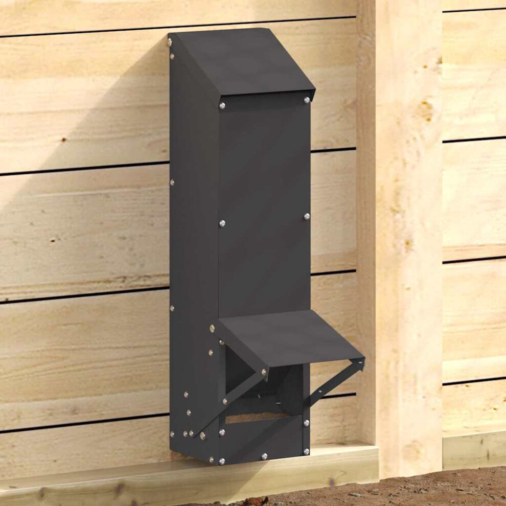 Vidaxl Chicken Feeder Black 13 X 12 X 51 Cm Cold-Rolled Steel