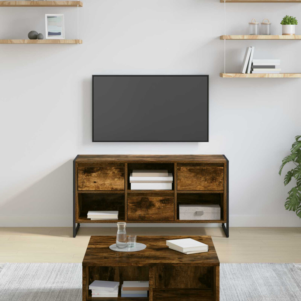 Vidaxl Tv Cabinet Smoke Oak 100 X 36 X 49.5 Cm Engineered Wood
