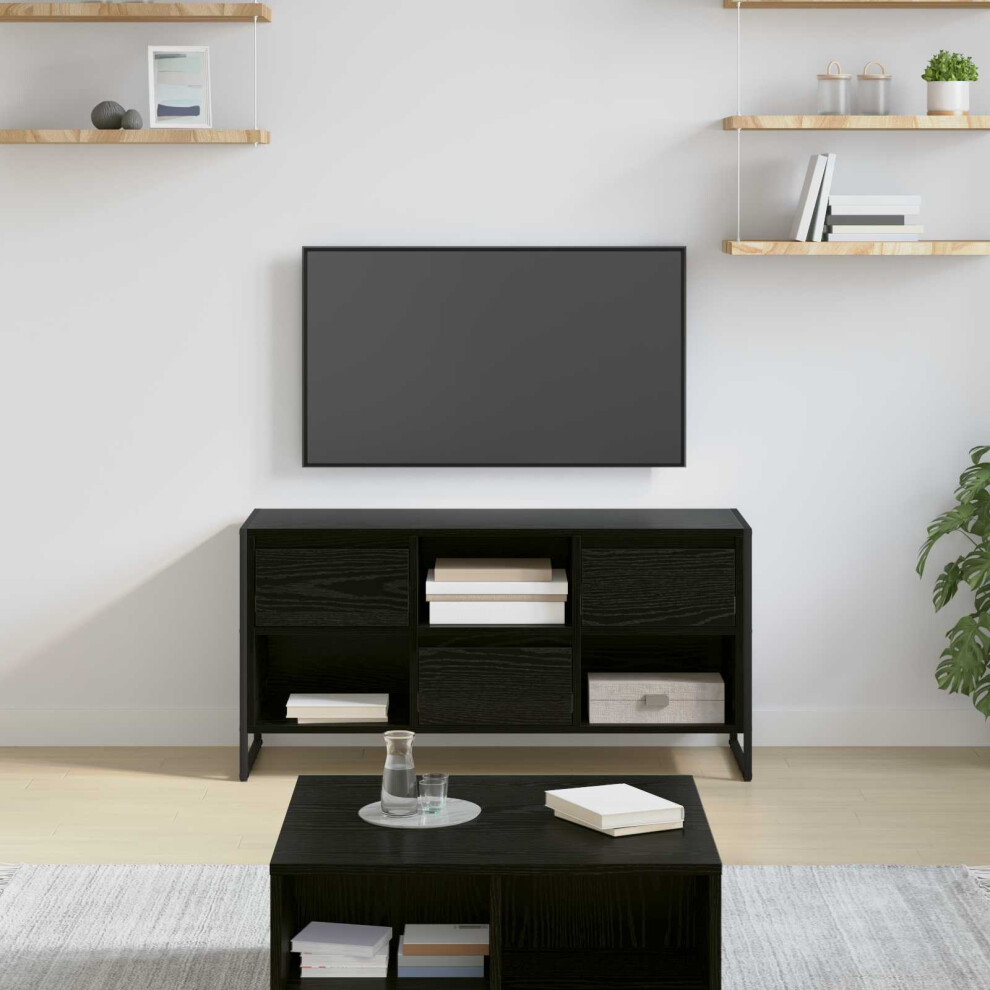 Vidaxl Tv Cabinet Oak 100 X 36 X 49.5 Cm Engineered Wood Black