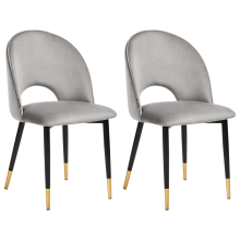 Set of 2 Dining Chairs MAGALIA Velvet Grey