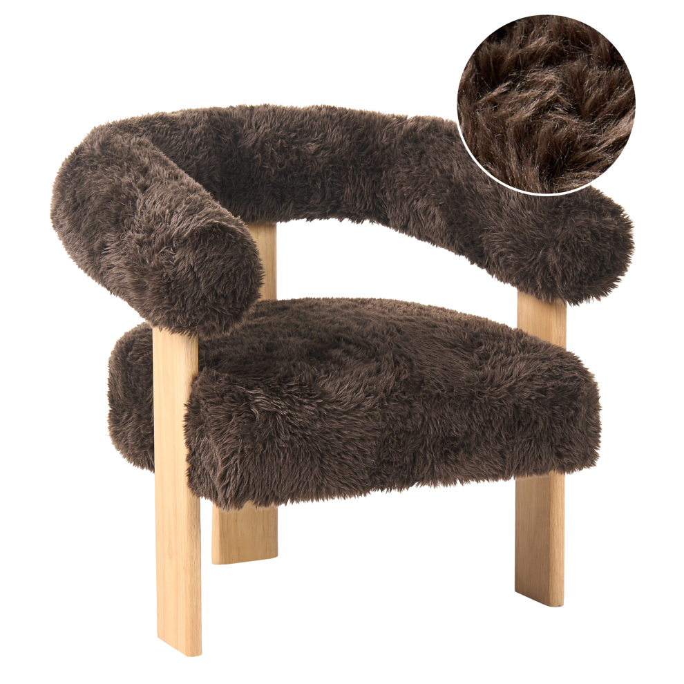 Beliani Armchair Ilbro Faux Fur Dark / Light Brown