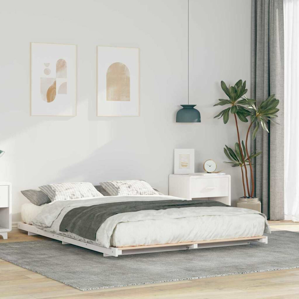 Vidaxl Floor Bed Frame 160 X 210 Cm Solid Pine Wood White