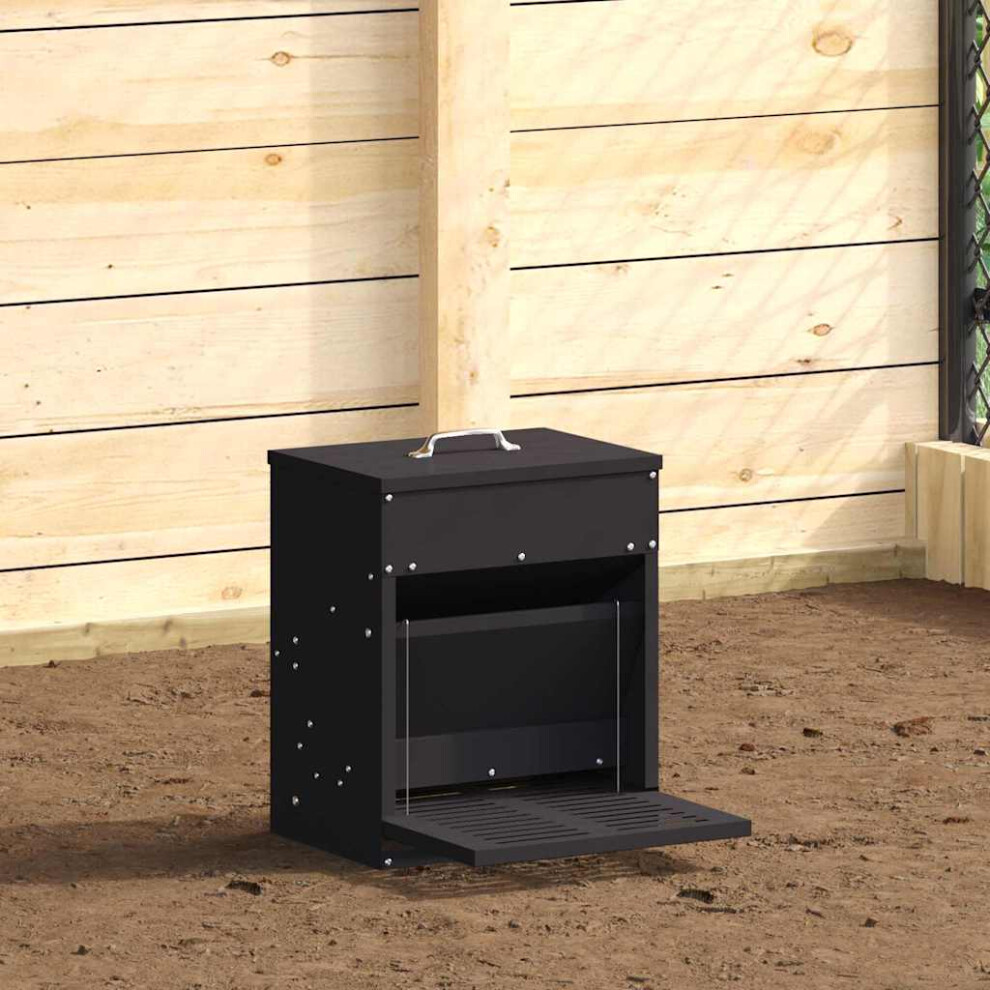 Vidaxl Chicken Treadle Feeder Black 33 X 42 X 40 Cm Cold-Rolled Steel