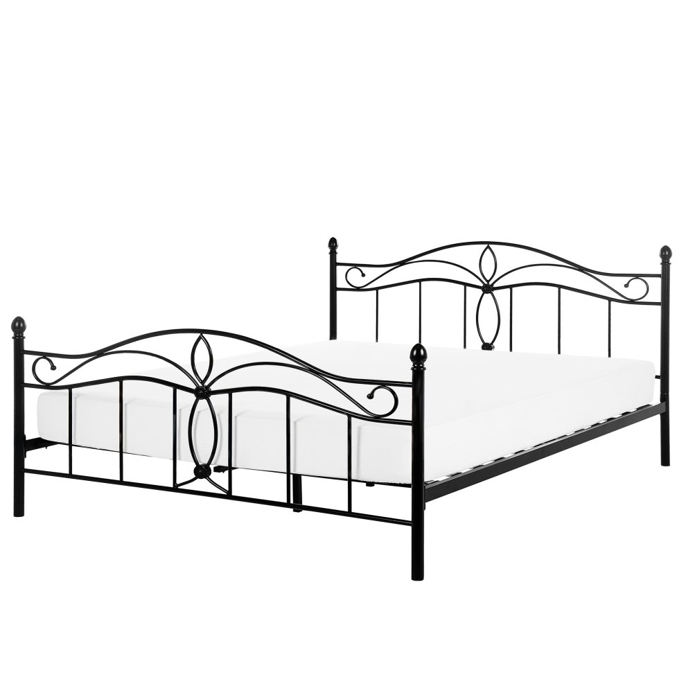 Beliani Bed Metal Antlia 160 X 200 Cm (Eu King Size) Black